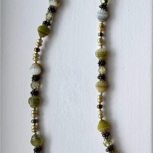 Handmade Beachy Beaded Necklace with Czech Scallop Beads and Multicolor Accents